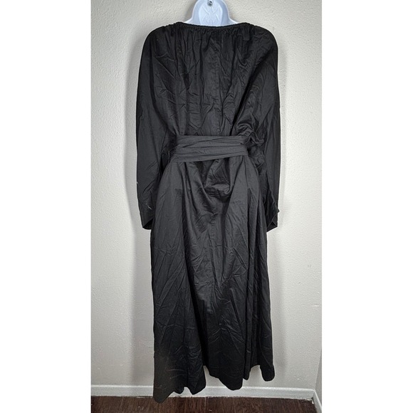 Mara Hoffman Black Wrap Midi Dress Long Sleeve Tie Waist Organic Cotton 3X $595 - Picture 2 of 8